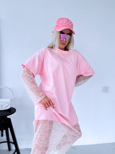 Dress with lace "IMITATION" - SOFT PINK